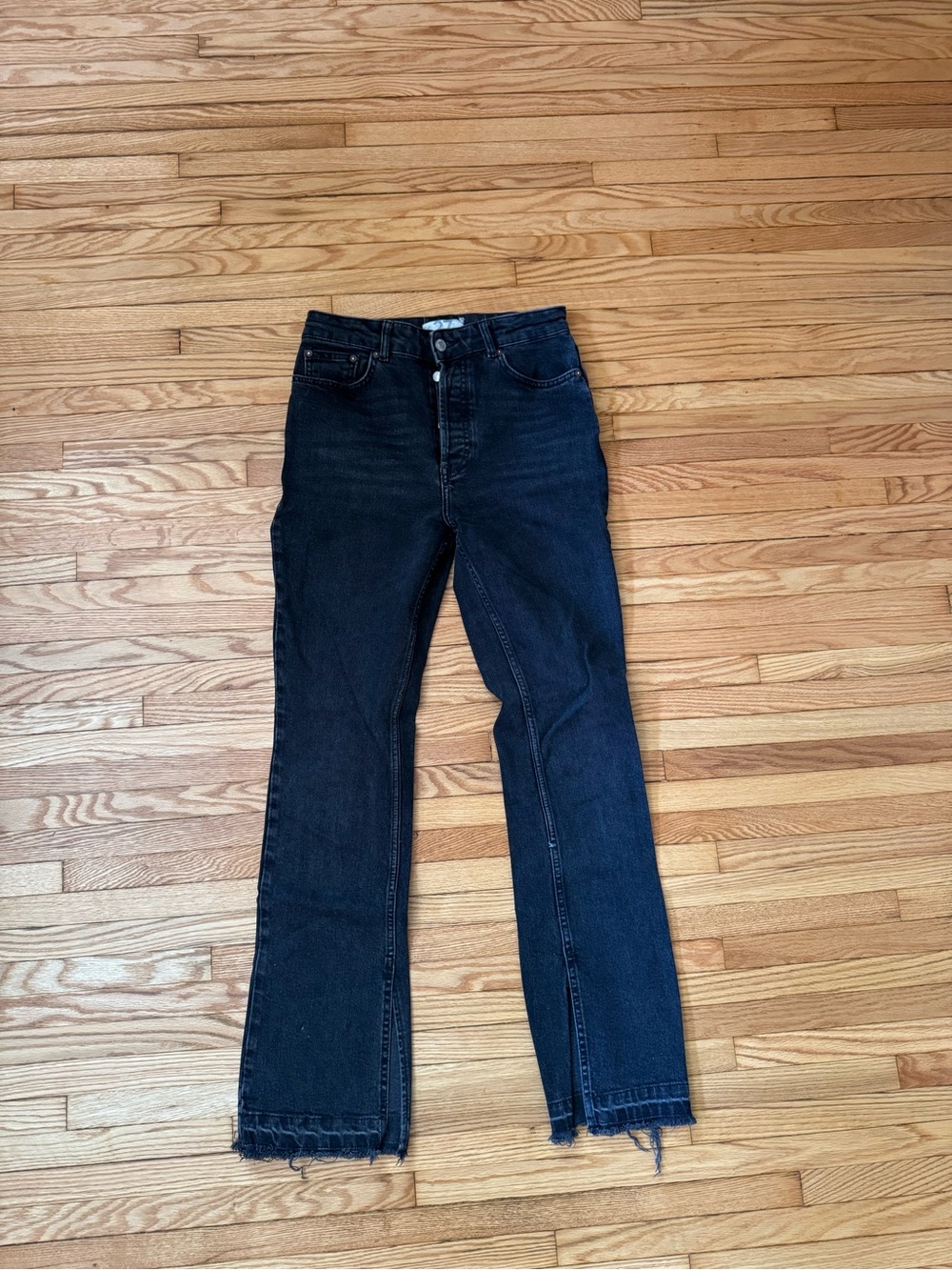 We The Free Black Flare Jeans with Frayed Hem